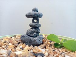 miniature japanese zen style stone lanterns, mini fairy garden decor, rock garden, terrarium oriental ornaments