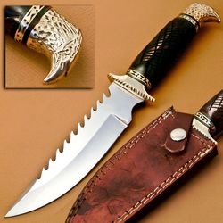 beautiful custom handmade d2 steel colored bone handle hunting bowie knife