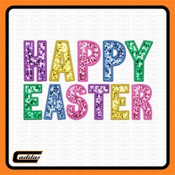 happy easter sparkly faux sequins easter day png, cute easter day shirt design, trendy easter day png, sublimation