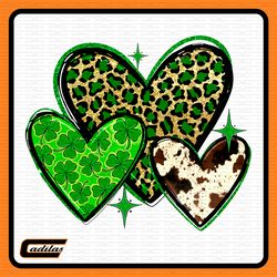 st. patrick's leopard cowhide hearts sublimation design,st. patrick's day png,western st. patrick's day sublimation png