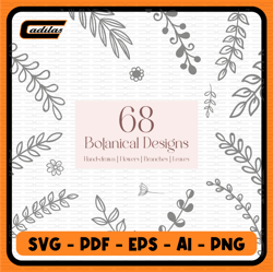 68 botanical svg bundle | floral svg |flower svg |botanical clipart |flower clipart |floral leaves and branches svg