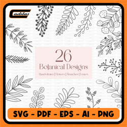 26 botanical svg bundle | floral svg |flower svg |botanical clipart |flower clipart |floral leaves and branches svg