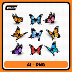 butterfly clipart ai, png, 9 high quality transparent png for commercial use, instant digital download