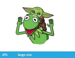 kermit and baby yoda jpeg image cartoon digital file