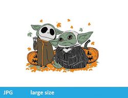 jack skellington and baby yoda halloween jpeg image cartoon digital file