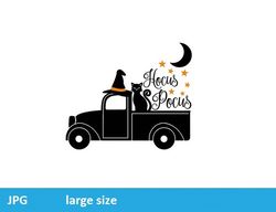 truck black cat hocus pocus jpeg image cartoon digital file