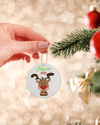 rd personalized christmas ornament, girl christmas ornament, christmas ornament, reindeer ornament, child ornament