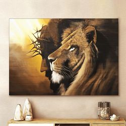 the lion of judah jesus christ canvas wall art - jesus christ poster - god jesus horizontal canvas prints