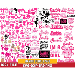 102 barbie svg, barbie icons bundle, barbie princess silhouette svg, barbie svg bundle