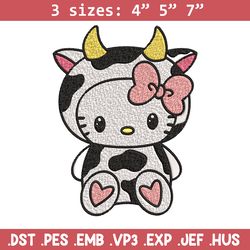 cow hello kitty embroidery design, cow hello kitty embroidery, cartoon design, embroidery file, digital download.