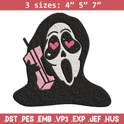ghost face call me embroidery design, ghost face embroidery, embroidery file, horror design, digital download.