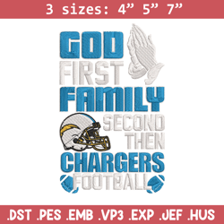 god first family second then chargers embroidery design, chargers embroidery, nfl embroidery, logo sport embroidery.