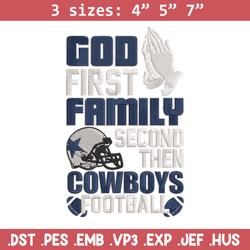 god first family second then dallas cowboys embroidery design, cowboys embroidery, nfl embroidery, sport embroidery.
