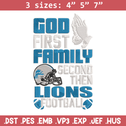 god first family second then detroit lions embroidery design, detroit lions embroidery, nfl embroidery, sport embroidery