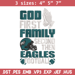 god first family second then philadelphia eagles embroidery design, eagles embroidery, nfl embroidery, sport embroidery