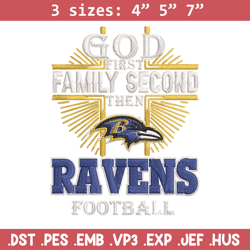 god first family second then ravens embroidery design, baltimore ravens embroidery, nfl embroidery, sport embroidery.