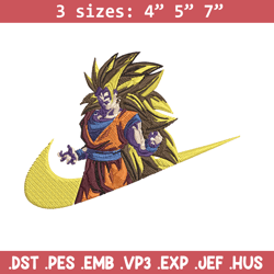 goku ssj 3 embroidery design, dragonball embroidery, embroidery file, nike embroidery, anime shirt, digital download