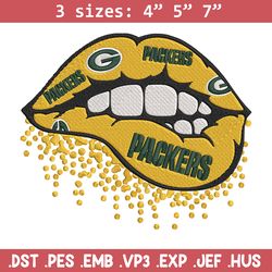 green bay packers dripping lips embroidery design, green bay packers embroidery, nfl embroidery, logo sport embroidery.