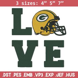 green bay packers love embroidery design, green bay packers embroidery, nfl embroidery, logo sport embroidery.