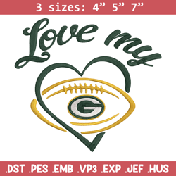 green bay packers love my embroidery design, packers embroidery, nfl embroidery, sport embroidery, embroidery design.