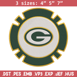 green bay packers poker chip ball embroidery design, packers embroidery, nfl embroidery, logo sport embroidery.