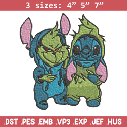 grinch and stitch embroidery design, grinch and stitch embroidery, cartoon design, logo shirt, digital download.
