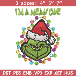 i'm a mean one grinch embroidery design, grinch christmas embroidery, grinch design, embroidery file, digital download