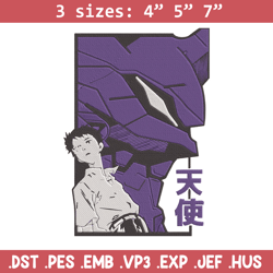 ikari shinji embroidery design, evangelion embroidery, embroidery file, anime embroidery, anime shirt, digital download.