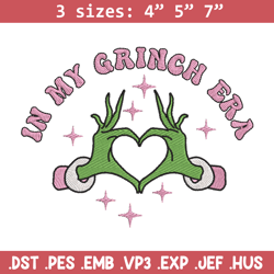 in my grinch era embroidery design, grinch embroidery, chrismas design,embroidery shirt,embroidery file,digital download