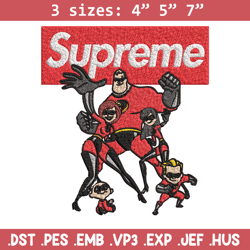 incredibles supreme logo embroidery design, supreme cartoon embroidery, logo design, embroidery file, instant download.