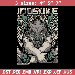inosuke poster embroidery design, demon slayer embroidery, embroidery file, anime embroidery,digital download.