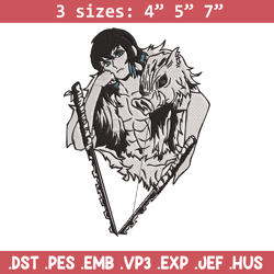 inosuke poster embroidery design,demon slayer embroidery,embroidery file,anime embroidery,anime shirt, digital download.