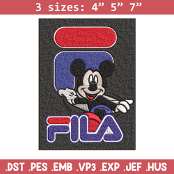 mickey mouse fila embroidery design, disney embroidery, cartoon design, embroidery file, fila logo, instant download.
