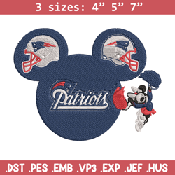 mickey mouse new england patriots embroidery design, patriots embroidery, nfl embroidery, logo sport embroidery