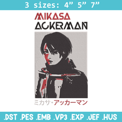 mikasa ackerman embroidery design, aot embroidery, embroidery file,anime embroidery, anime shirt, digital download.