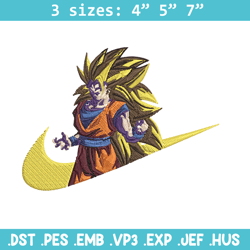 goku ssj 3 embroidery design, dragonball embroidery, embroidery file, nike embroidery, anime shirt, digital download