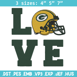 green bay packers love embroidery design, green bay packers embroidery, nfl embroidery, logo sport embroidery.