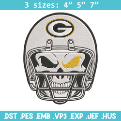 green bay packers skull helmet embroidery design, green bay packers embroidery, nfl embroidery, logo sport embroidery.