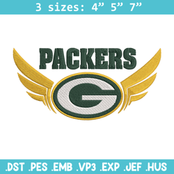 green bay packers wings  embroidery design, packers embroidery, nfl embroidery, logo sport embroidery, embroidery design
