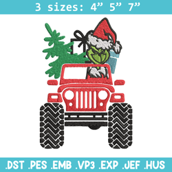 grinch jeep christmas embroidery design, grinch christmas embroidery, logo design, embroidery file, digital download.