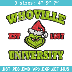 grinch whoville university christmas embroidery design, grinch christmas embroidery, logo design, digital download.