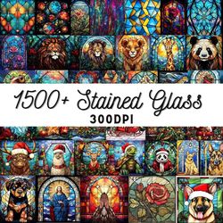 1500+ stained glass bundle png, stained glass christmas bundle png, high-resolution, commercial use, stained glass png