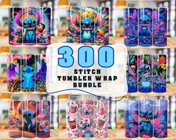 300 stitch tumbler wrap designs bundle, stitch sublimation designs, 20 oz stitch tumbler wrap png, lilo & stitch