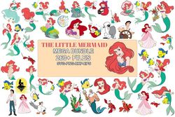 little mermaid svg bundle, ariel clipart, little mermaid png, princess png, svg, png, dxf, eps, instant digital download