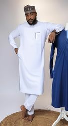 african men fashion, 2 pieces african men suit, mens wedding suit, senator style, mens prom suit- white