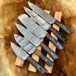 hand made knives set of 6 pcs with leather kit
