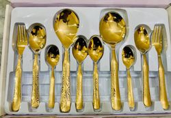 premium stainless steel golden cutlery set luxury cutlery