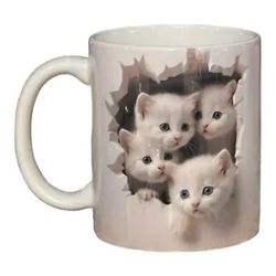 cup 3d litter of kittens cat lover gift | custom made ceramic coffee mug |