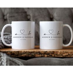 custom wedding gift| personalized wedding mugs| engagement gift| bride and groom set