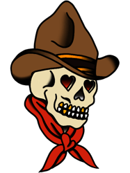 american traditional cowboy skull